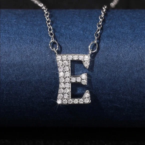 New 925 Silver Initial Letter Diamond Necklaces - Picture 16 of 16